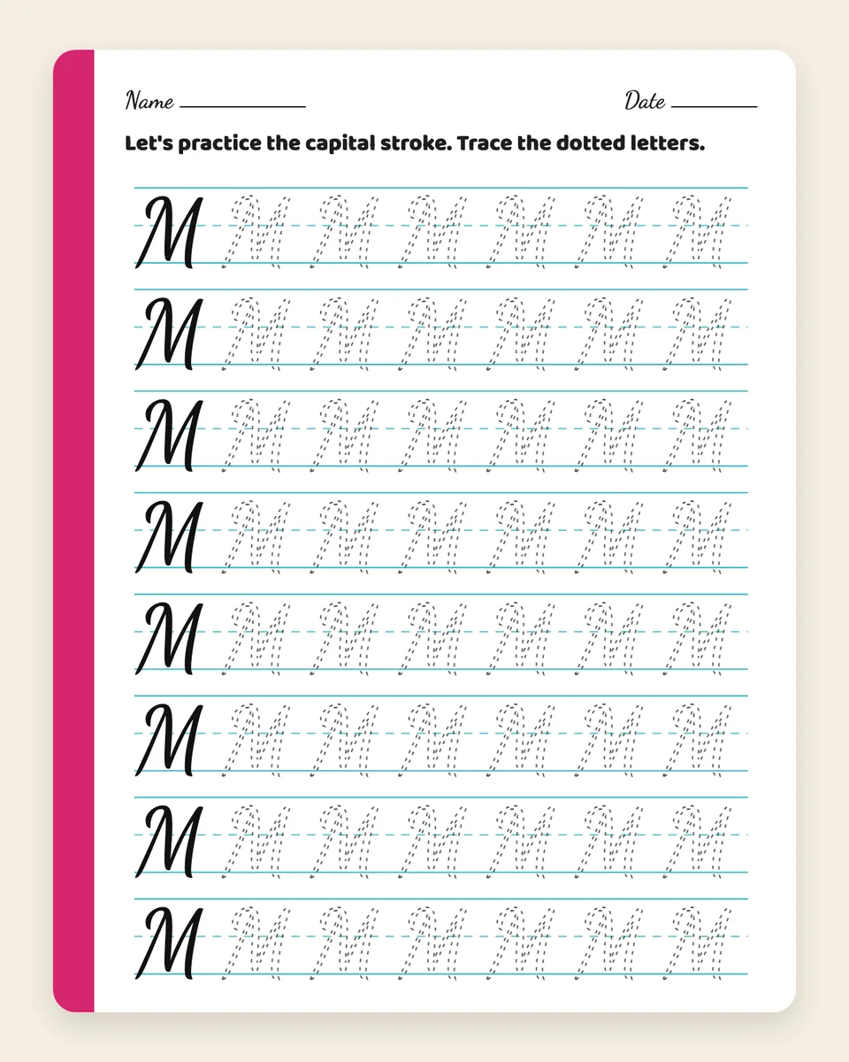 Capital stroke practice sheet