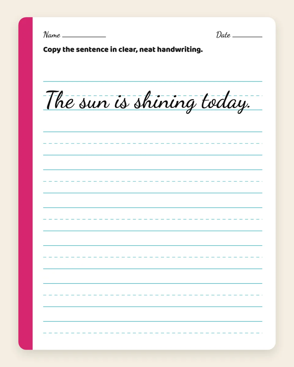 Sentence copying sheet